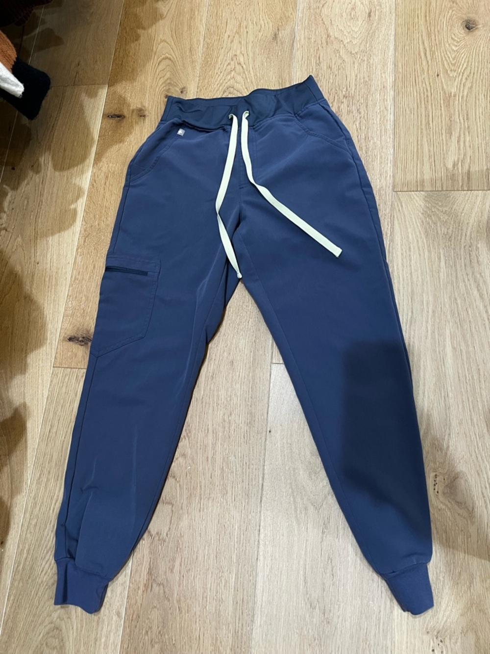 Figs Space Navy Zamora High Waisted Joggers with Contrast Drawstring